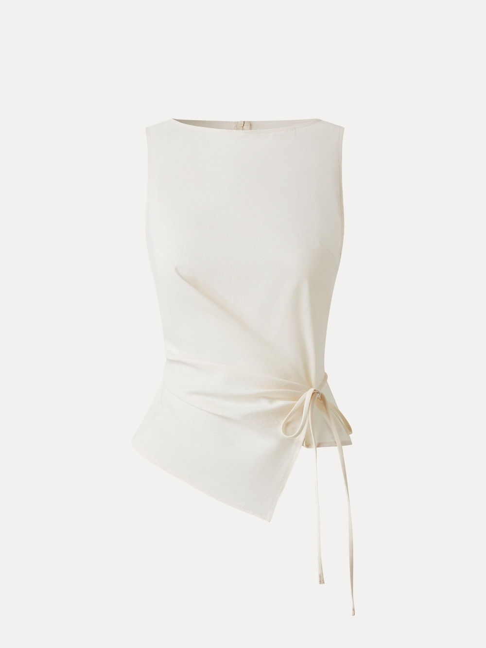 OGL Lyocell-Linen Blend Boatneck Waist-Defined Top